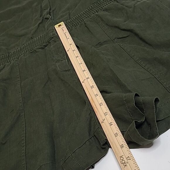 $109 NEW XL ATHLETA LINEN OLIVE GREEN SHORT SLEEVE ZIP POCKET ROMPER EXTRA LARGE - Picture 6 of 14